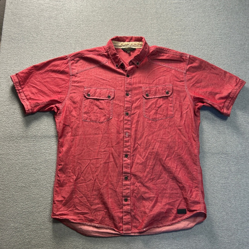 Outpost Makers Button Front Short Sleeve Men XXL Red Outdoor Shirt Safari Summer